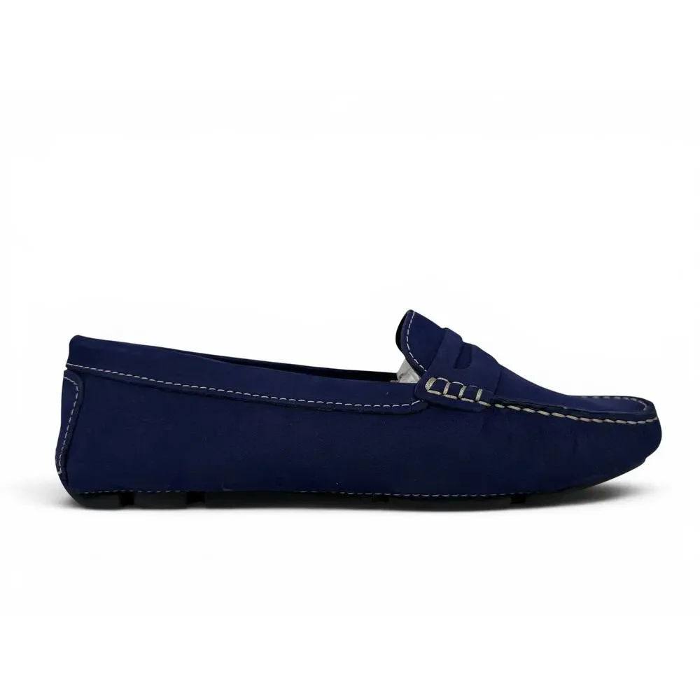 Massimo Matteo Penny Driver Loafer Womens 9 Blue Nubuck Leather Moccasin Slip On
